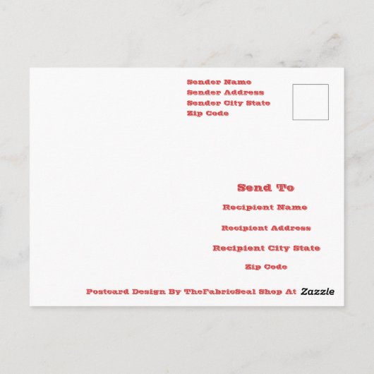 Carte Postale Fleurs rouges Whimsical Feuilles verts sur l'art b (Dos)