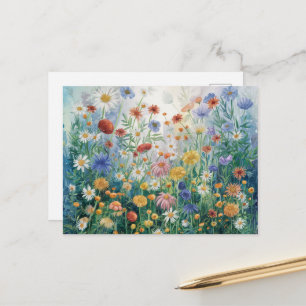 Carte Postale Fleurs sauvages aquarelle, coloré