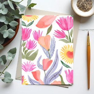 Carte Postale Fleurs sauvages aquarelles colorées   Peintes à la