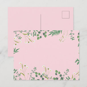 Carte Postale Fleurs sauvages avec mariage rose