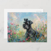 Carte Postale Fleurs sauvages colorés Schnauzer (Devant / Derrière)