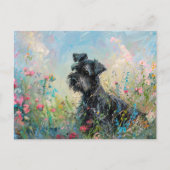 Carte Postale Fleurs sauvages colorés Schnauzer (Devant)
