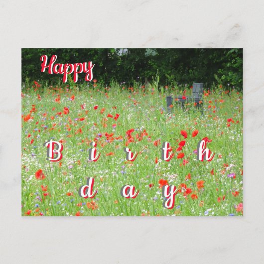 Carte postale Fleurs sauvages Coquelicots Banc Joy (Devant)