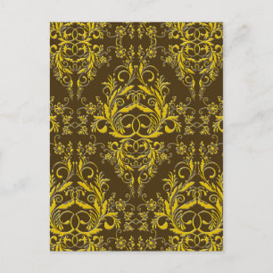 Carte Postale Fleurs sauvages Damask, Métal Embossé en Brown & O