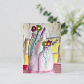 Carte Postale Fleurs sauvages dans un vase d'art abstrait (Debout devant)
