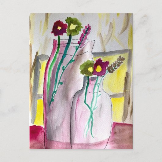 Carte Postale Fleurs sauvages dans un vase d'art abstrait (Devant)