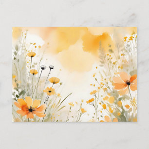 Carte Postale Fleurs sauvages d'aquarelle orange douce