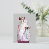 Carte Postale Fleurs sauvages d'aquarelle Whimsical en vase (Debout devant)