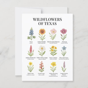 Carte Postale Fleurs sauvages du Texas dans le style aquarelle
