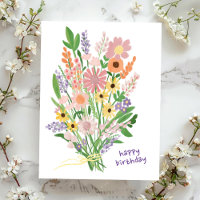 Fleurs sauvages Gouache peinte à la main Joyeux An