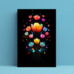 Carte Postale Fleurs sauvages lumineuses d'un autre monde Arc-en