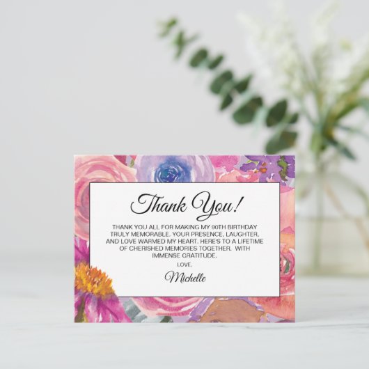 Carte Postale Fleurs sauvages rose pourpre 90e anniversaire Merc (Debout devant)