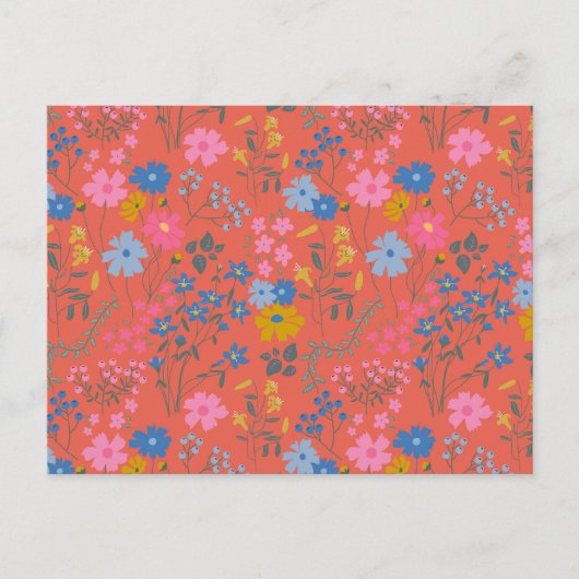 Carte Postale Fleurs sauvages rouges Boho modernes (Devant)