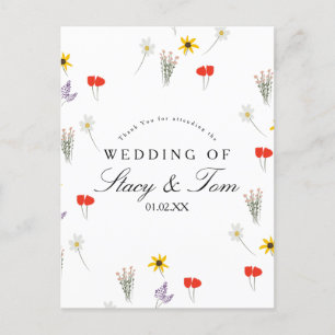 Carte Postale Fleurs Sauvages Simples Mariage Remerciements Dess