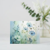 Carte Postale Fleurs sauvages sur un aquarelle bleu doux (Debout devant)