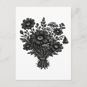 Carte Postale Fleurs sauvages vintage art botanique floral linog