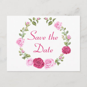 Carte Postale Fleurs Save the Date Rose Rose Pâle Printemps Fian