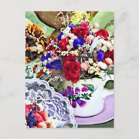 Carte Postale Fleurs séchées dans les tasses (Devant)