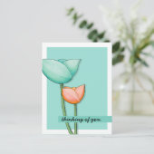 Carte postale Fleurs simples sarcelle orange (Debout devant)