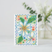 Carte Postale Fleurs Springtime Dessin Retro Psychedelic Daisy (Debout devant)