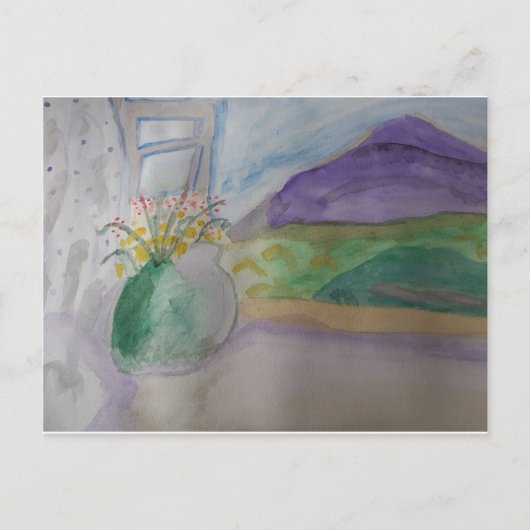 Carte Postale Fleurs Sur Le Rebord De Fenêtre (Devant)