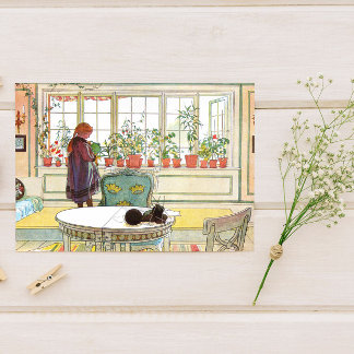 Carte Postale Fleurs sur le rebord de la fenêtre Carl Larsson su