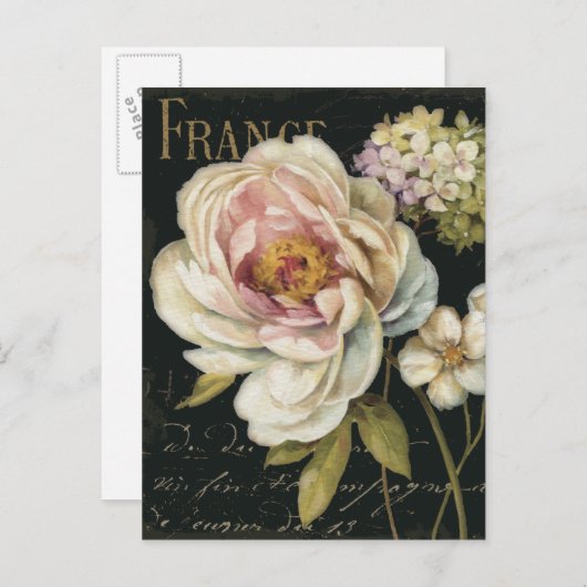 Carte Postale Fleurs sur noir (Devant / Derrière)