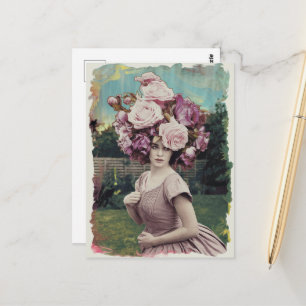 Carte Postale Fleurs sur sa tête