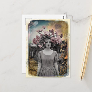 Carte Postale Fleurs sur sa tête Photo empreinte digitale
