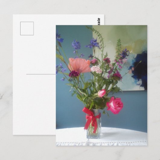 Carte Postale Fleurs sur une table (Devant / Derrière)