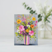 Carte Postale Fleurs texturées dans un vase (Debout devant)