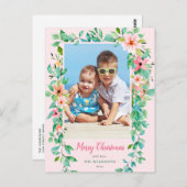 Carte Postale Fleurs tropicales de Noël Côtier Photo de vacances (Devant / Derrière)