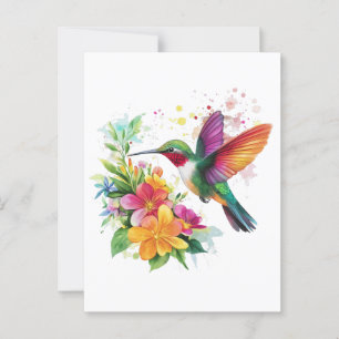 Carte Postale Fleurs tropicales des colibris