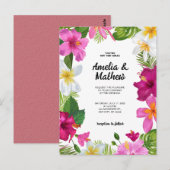 Carte Postale Fleurs tropicales dynamiques Mariage (Devant / Derrière)
