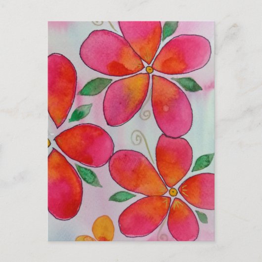 Carte Postale FLEURS TROPICALES en aquarelles (Devant)
