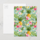 Carte Postale Fleurs tropicales et ananas (Devant / Derrière)