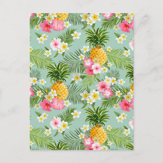 Carte Postale Fleurs tropicales et ananas (Devant)