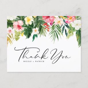 Carte Postale Fleurs tropicales Merci Mariage de la Garland