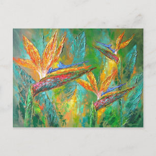 Carte Postale Fleurs Tropicales Oiseaux De Peinture Paradisiaque