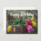 Carte Postale Fleurs Tulip Bouquet rustique Joyeux anniversaire (Devant / Derrière)