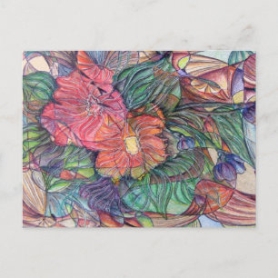 Carte Postale Fleurs "Verre Tiré"