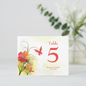 Carte Postale Fleurs vert rouge + mariage papillon (Debout devant)