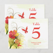 Carte Postale Fleurs vert rouge + mariage papillon (Devant / Derrière)