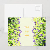 Carte Postale fleurs vertes et violettes (Devant / Derrière)