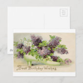 Carte Postale fleurs Vintage fête d'anniversaire fleurs pétales (Devant / Derrière)