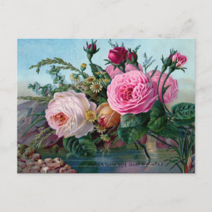 Carte Postale Fleurs vintage Meilleurs Voeux