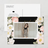 Carte Postale Fleurs Vintage Pastel Photo Noire Diplôme (Devant / Derrière)