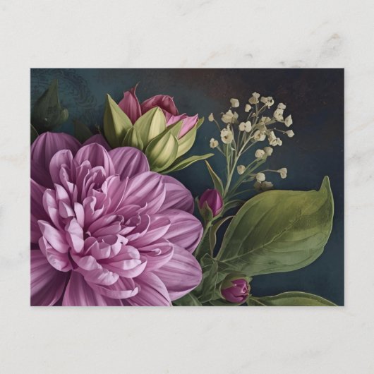 Carte Postale Fleurs Vintage Sombres (Devant)