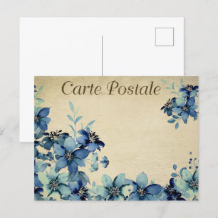 Carte Postale Fleurs Vintages bleues
