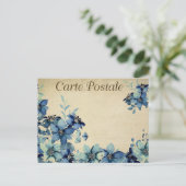 Carte Postale Fleurs Vintages bleues (Debout devant)
